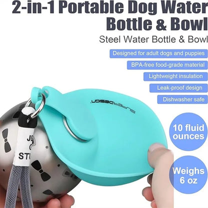 Portable Dog Water Bottle with Bowl | Leak-Proof Travel Bottle for Dogs