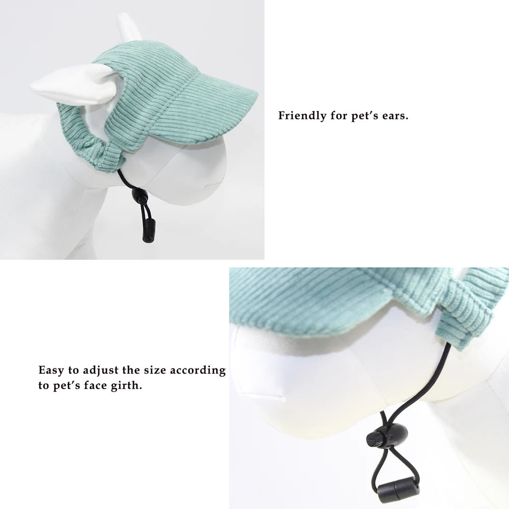 Adjustable Corduroy Dog Hat Cap