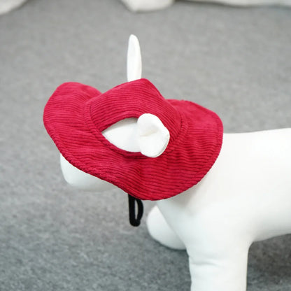 Adjustable Corduroy Dog Hat Cap