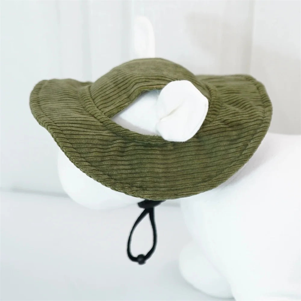 Adjustable Corduroy Dog Hat Cap