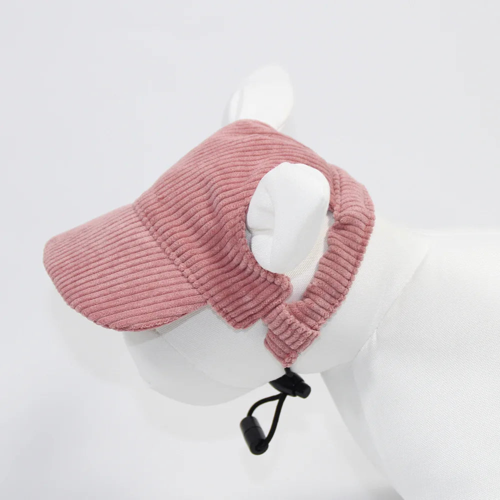 Adjustable Corduroy Dog Hat Cap