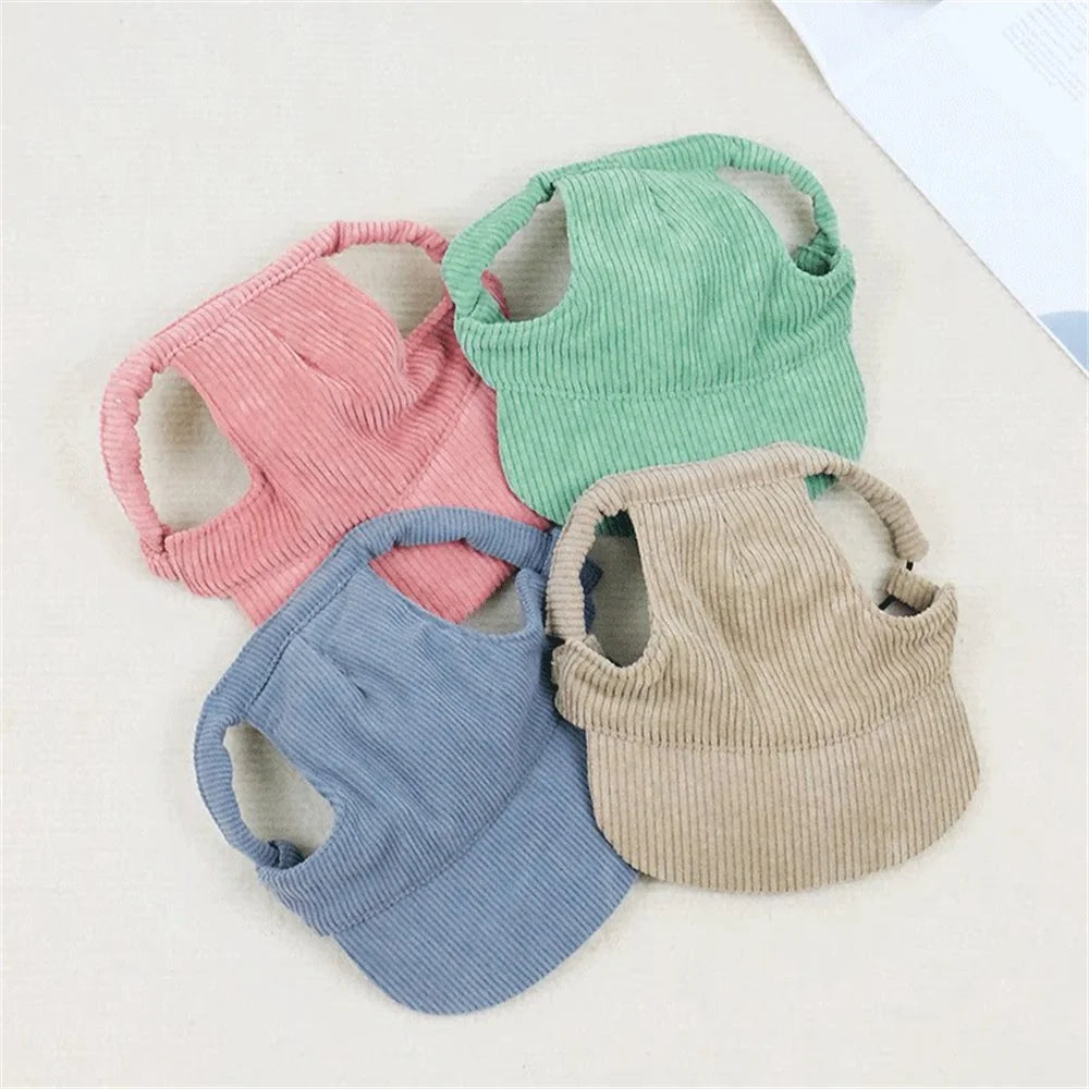 Adjustable Corduroy Dog Hat Cap